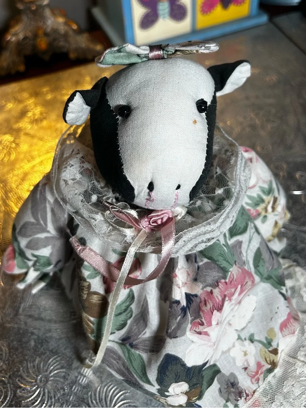 Vintage 90’s Country Cow Cloth Puppet in Dress